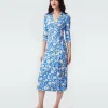 Abigail Silk Jersey Midi Wrap Dress In Signature Blue Fortuna