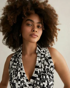 Ariane Top In Tiny Dvf 50Th Crossword Black