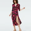 Dvf Abigail Midi Dress In Lantern Leaves Posion Pk Lg