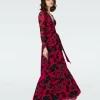 Dvf Anne Dress In China Vine Poison Pink Lg