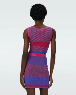 Dvf Arpita Top In Multicolor Zigzag Strip Pk/Bu