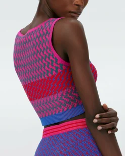 Dvf Arpita Top In Multicolor Zigzag Strip Pk/Bu