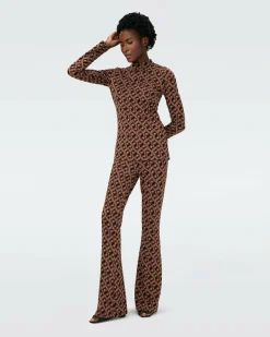 Dvf Birdie Top In Tarot Maze Blk Coffee