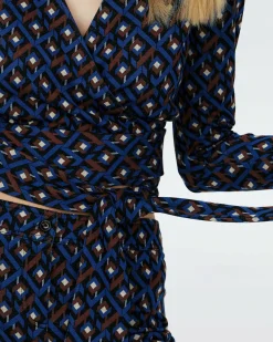 Dvf Bobbie Two Top In Tarot Maze Ocean Blue