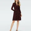Dvf Brenda Dress In Heart Leaves Blk