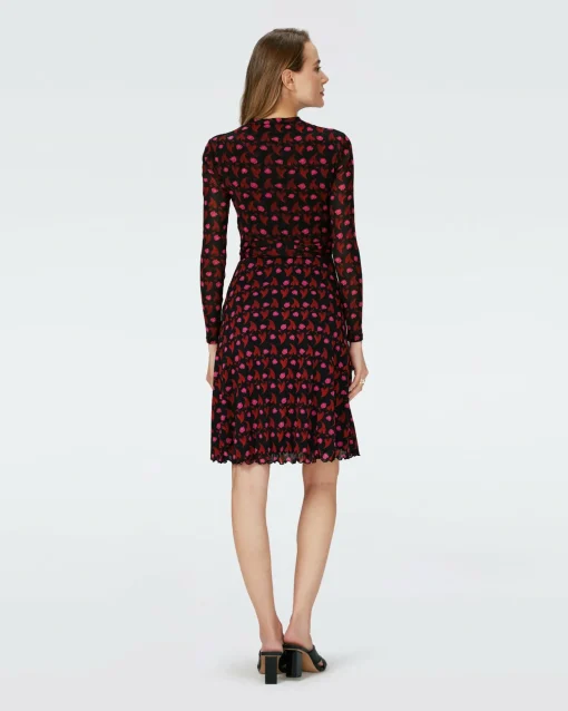 Dvf Brenda Dress In Heart Leaves Blk