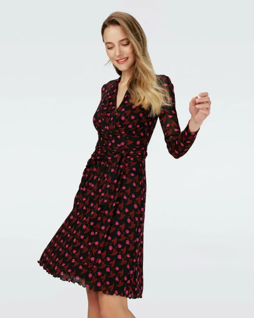 Dvf Brenda Dress In Heart Leaves Blk