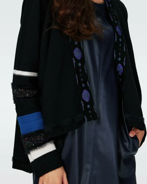 Dvf Ernest Cardigan In Stripe Blue
