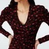 Dvf Gladys Top Reversible In Heart Leaves Blk/Dia Cubes Pk