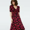 Dvf Koren Reversible Dress In Lantern Leaves Pk/Dia Cubes Pk