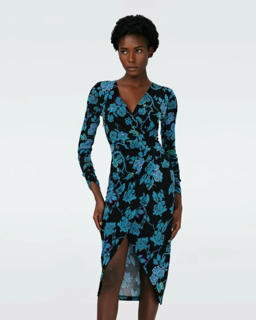 Dvf Nevine Dress In China Vine Blk/China Vine Blk