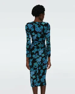 Dvf Nevine Dress In China Vine Blk/China Vine Blk