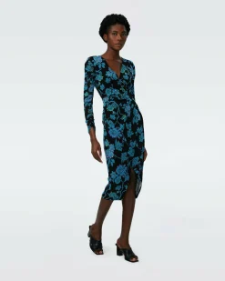 Dvf Nevine Dress In China Vine Blk/China Vine Blk