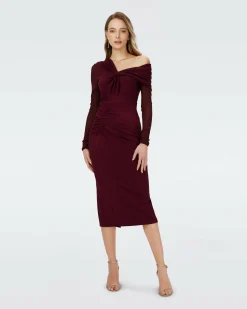 Dvf Rich Dress In Wine Pink