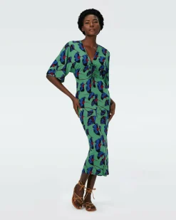 Dvf Valerie Dress In Falling Gingko Venus Gn Lg