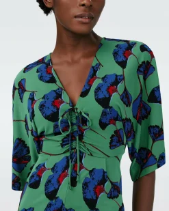 Dvf Valerie Dress In Falling Gingko Venus Gn Lg